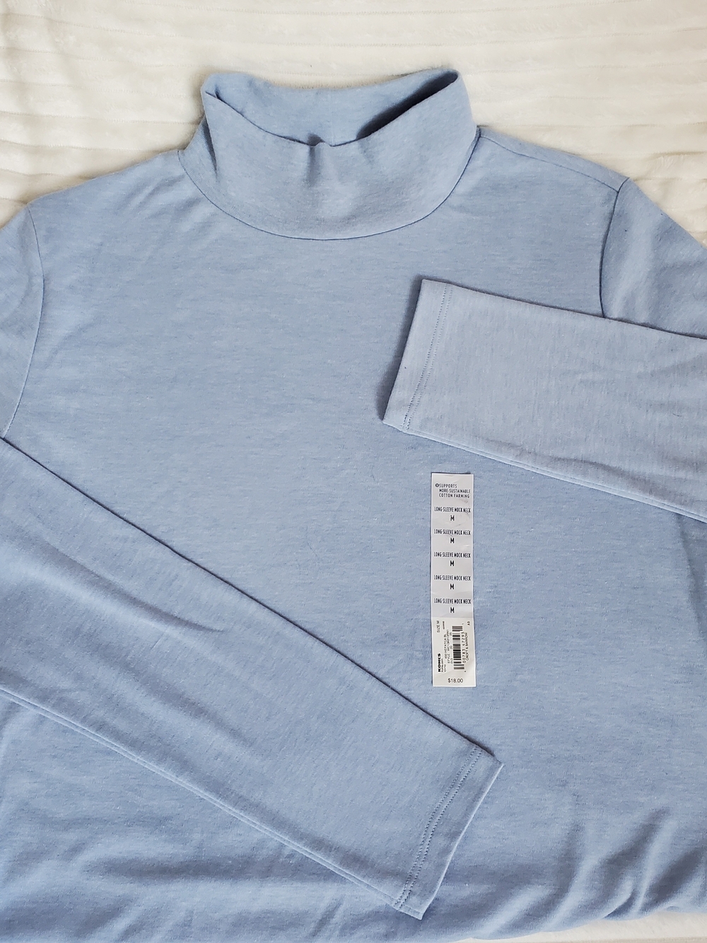 NWT Croft & Barrow Light Blue Long Sleeve Mock Neck Top - Size M